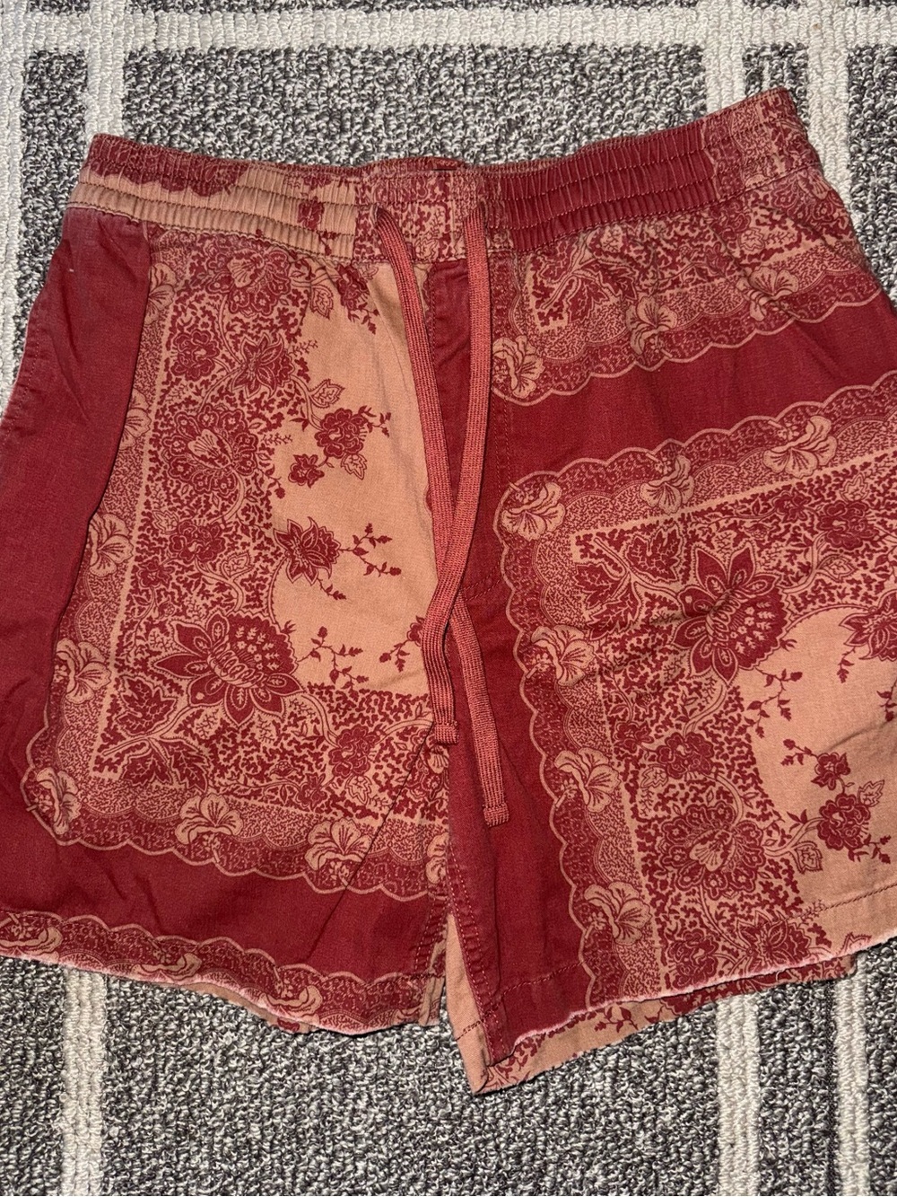 BDG Red Bandana-Print Drawstring Shorts